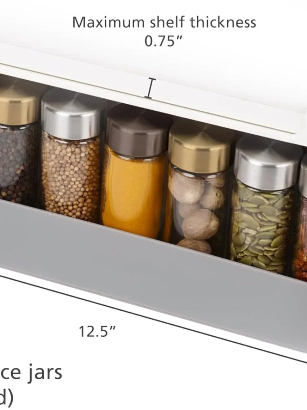 Joseph Joseph Spice Rack Organizer - Under-Shelf Kitchen Cabinet Storage Grey